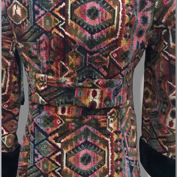 60’s 70’s Vintage Carpet Coat Needlepoint Hooded Sher… Gem