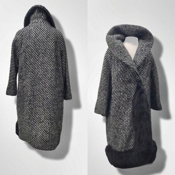 60’s LIlli Ann Couture Coat in Black and White wi… - image 8