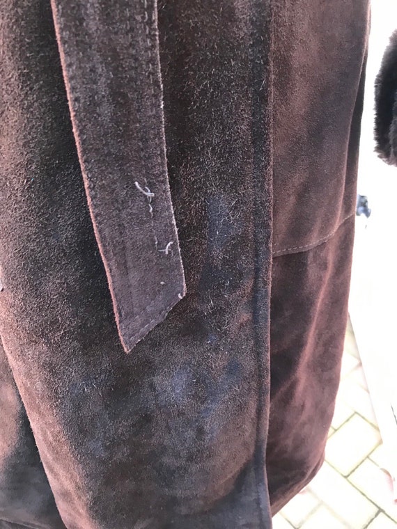 Neiman Marcus 70’s Suede Shearling Coat Brown - image 8