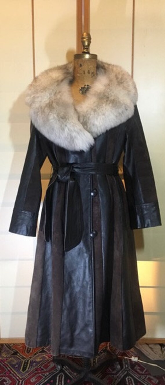 Vintage Coat 70s Leather Suede Trench Silver Fox Fur Princess - Etsy 販売新販売 vintage jacket fur leather suede レザージャケット