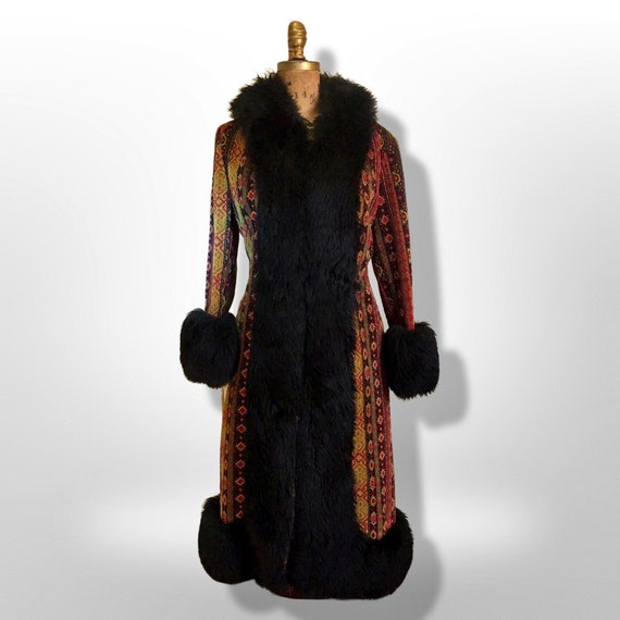 Couture 60s Tapestry Carpet Coat Needlepoint Embr… - image 10
