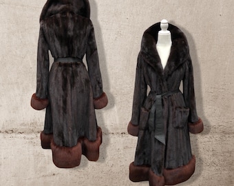 Bullocks Wilshire Luxury Mink Coat with Fox Fur Trim Princess