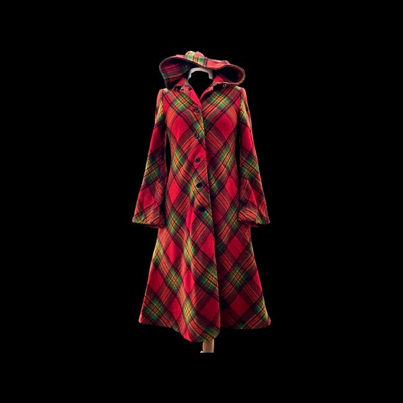 Vintage Red Plaid Princess Hooded Princess Coat “… - image 6