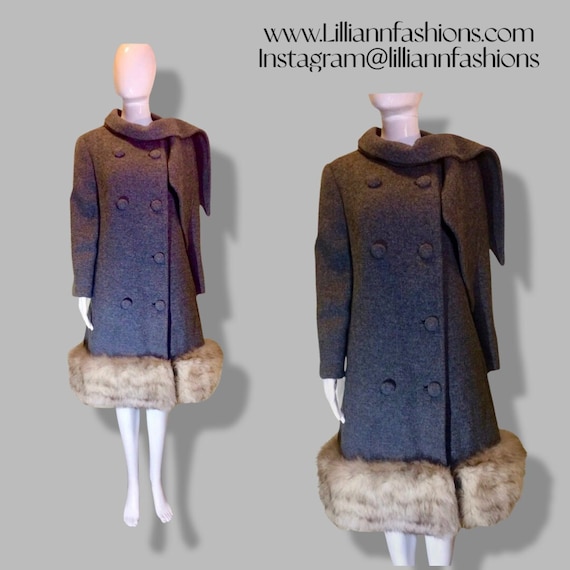 Lilli Ann Coat- 60s Mod Grey Thick Wool and Norwe… - image 1