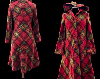 Vintage Red Plaid Princess Hooded Princess Coat “Little Red Riding Hood”