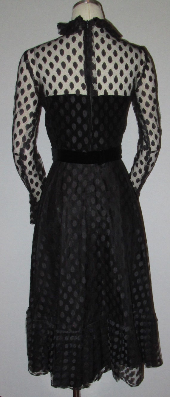 Vintage 1960s Couture  Black Sheer Lace Cocktail … - image 2