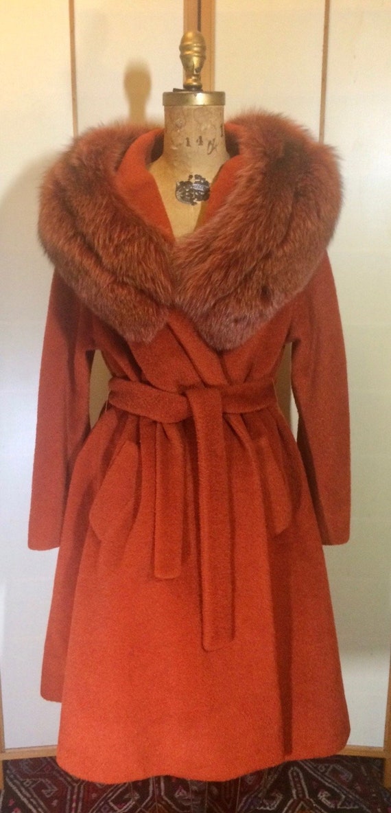 Lilli Ann Orange Coat Dyed Fox Fur Princess and Sw