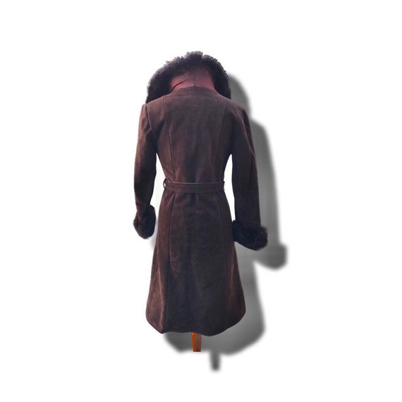Neiman Marcus 70’s Suede Shearling Coat Brown - image 3