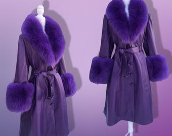 Full Skin Scandinavian Purple FOX Fur Coat With Lavish Huge Fur