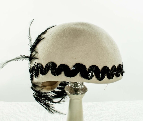 Mad Men Does Flapper --Art Deco Hat Wool 60s Does… - image 2