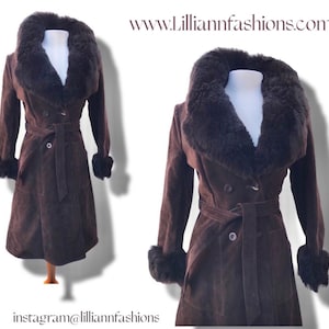 Neiman Marcus 70’s Suede Shearling Coat Brown