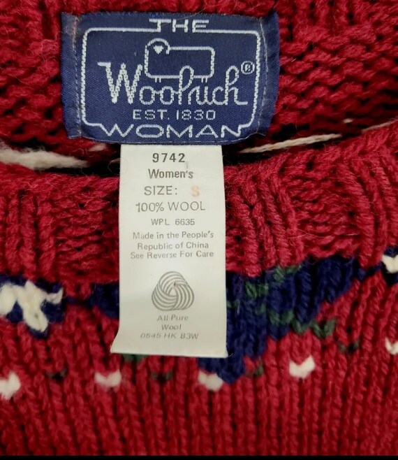 80’s Vintage 100% Wool Woolrich Woman Red Puppy D… - image 2
