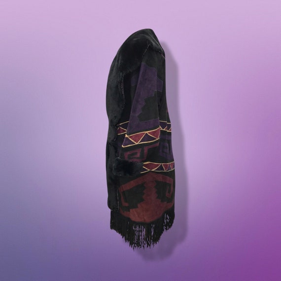 Purple Suede Aztec Shearling Patchwork Fringe Nat… - image 9