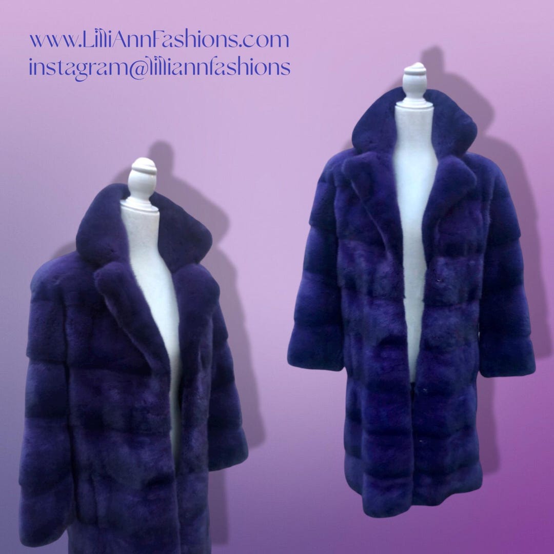 Purple Mink Velvet Long Coats Print Button Spring TA032 main image 0