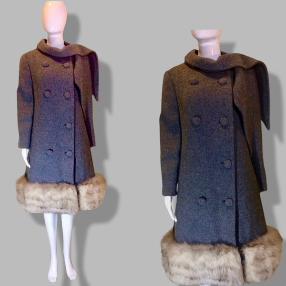 Lilli Ann Coat- 60s Mod Grey Thick Wool and Norwe… - image 2