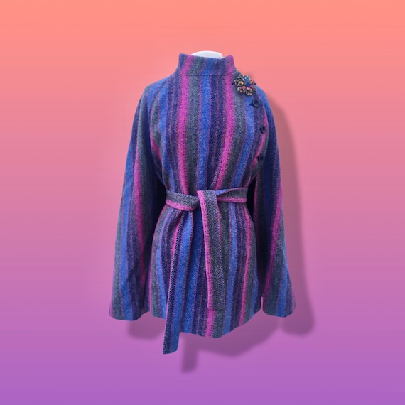 60’s 70’s Purple Blue Pink Magenta Cape Poncho 10… - image 4