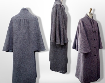 Abrigo tipo capa irlandés de tweed de los años 70 con mangas acampanadas ~ Marca Donegal Hecho en Irlanda Abrigo tipo capa 100% lana pura Mangas acampanadas