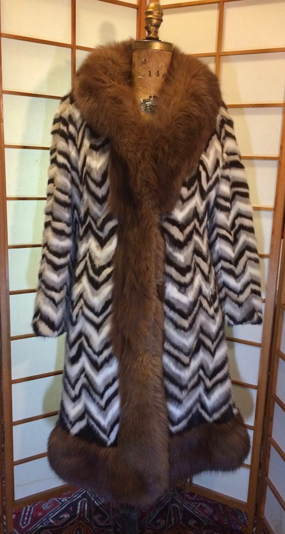 chevron fur coat