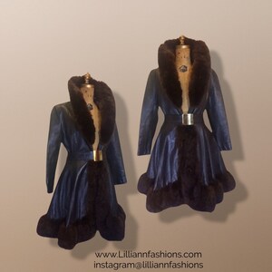 Penny Lane Princess Fit and Flare Brown Leather and Genuine Fur  Mod Belt 1960&#39;s 60&#39;s 70&#39;s Chic Hippie Full Sweep Skirt!