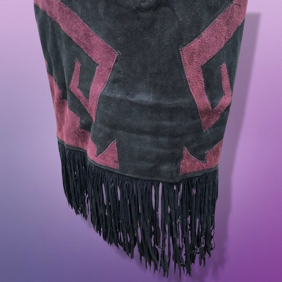 Purple Suede Aztec Shearling Patchwork Fringe Nat… - image 7