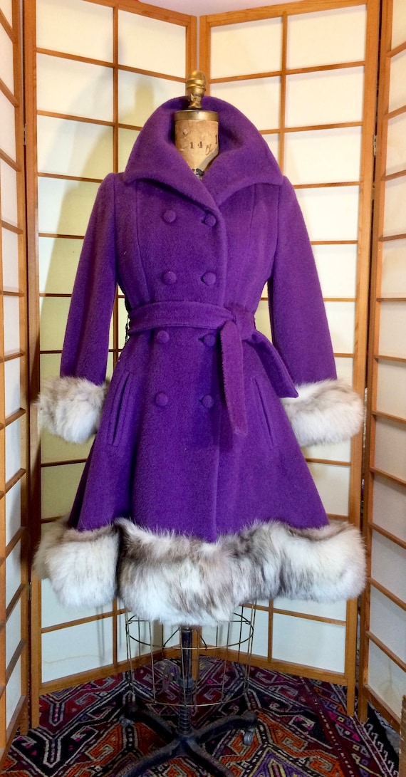 Lilli Ann Purple Wool Princess Coat and Massive Fo