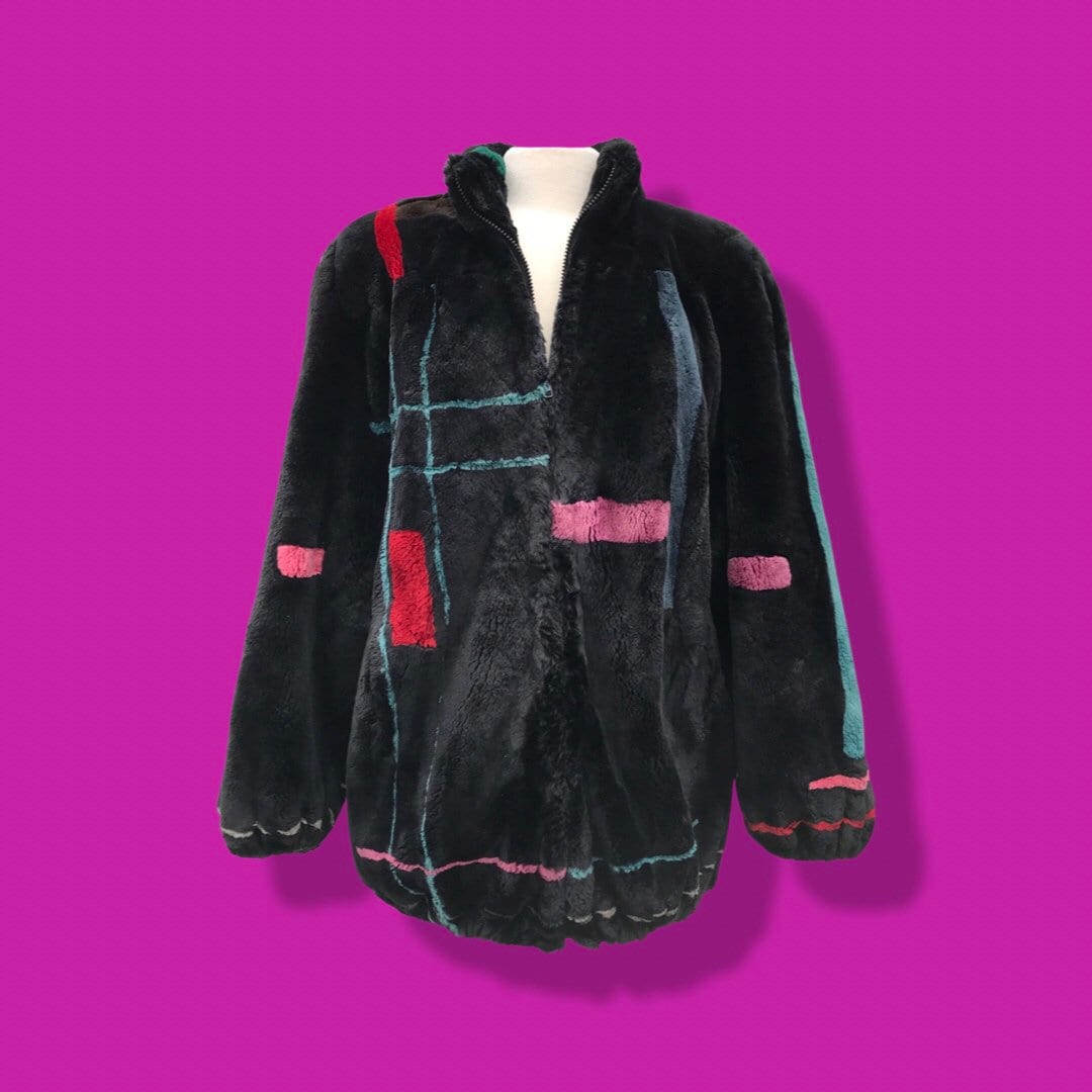 Fur Coat Zuki Unlabled Softest Intarsia Sheared Beaver Coat Zip UP Bomber Unisex Christmas Birthday