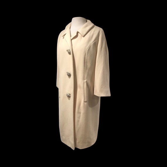 60’s White Cream Bataldi Wool Swing Coat with Lar… - image 6