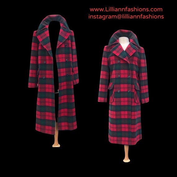 Vintage Classic Pendleton Plaid Red Tartan Coat Pu