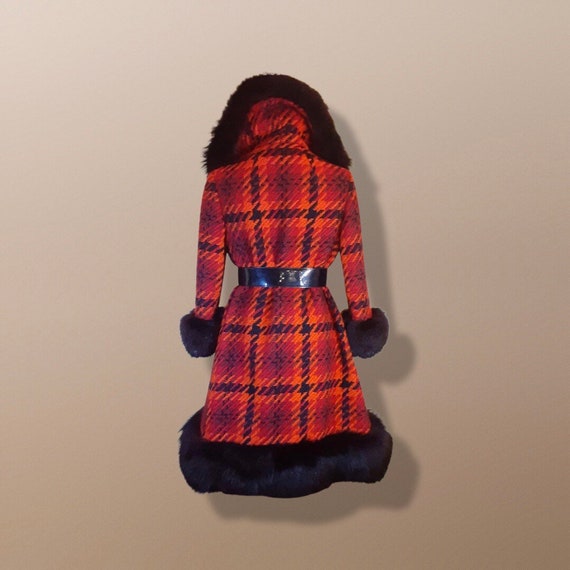 60’s Scottish Knit Plaid Wool Red LIlli Ann Coat … - image 6