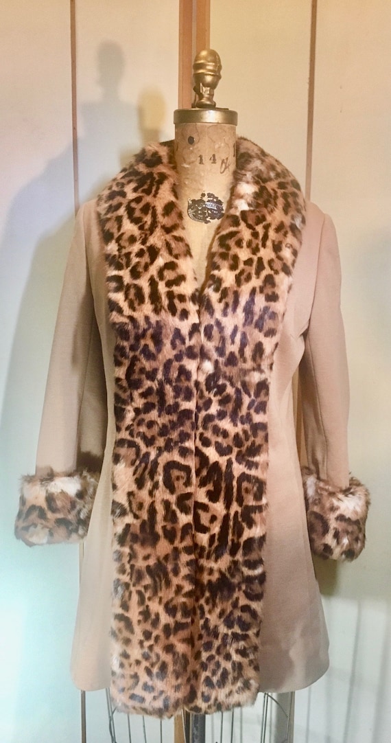 60s Lilli Ann Mod Pinup Rabbit Leopard Print Coat-