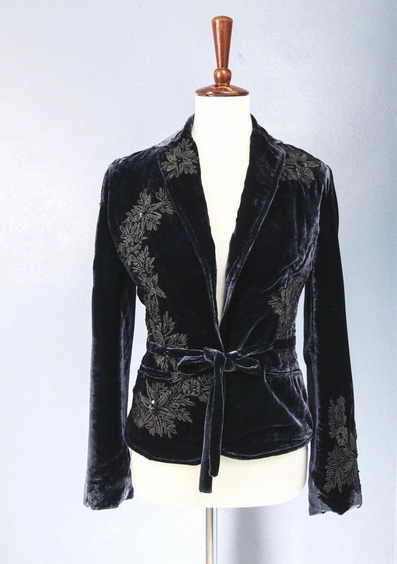 Velvet Jacket Blazer Embroidered  and Beaded Intri