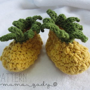 PATTERN Pineapple Booties Crocheted Baby Booties PDF Crochet Pattern yellow & green fruit crochet booties image 1