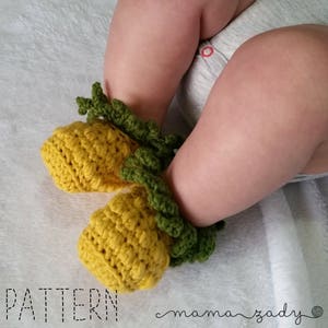 PATTERN Pineapple Booties Crocheted Baby Booties PDF Crochet Pattern yellow & green fruit crochet booties image 3