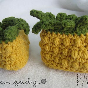 PATTERN Pineapple Booties Crocheted Baby Booties PDF Crochet Pattern yellow & green fruit crochet booties image 2