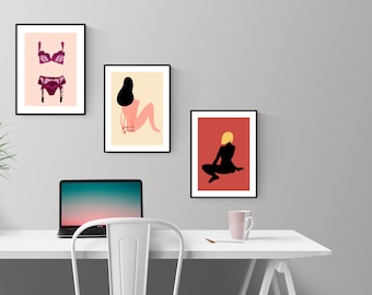 Pretty pink bra set, Lingerie Print, Boudoir, Ladies Bedroom Art A4 - (21 x 29.7cm)