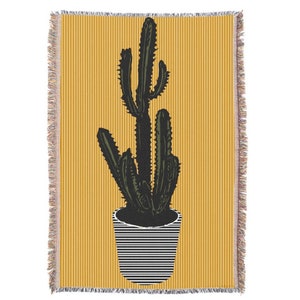 SAGUARO Cactus printed Cotton throw blanket, Wall tapestry, woven blankets