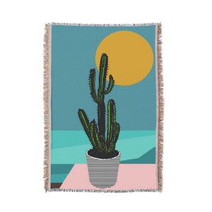 Desert Cactus Cotton throw blanket, Wall tapestry, woven blankets