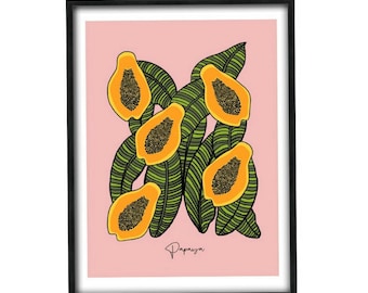 Papaya Print, Papaya kitchen Print, FruitWall Art, Fruit Poster, Kitchen Wall Art, Kitchen Decor