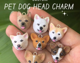 Dije de arcilla para perro personalizado / Dije de retrato de mascota personalizado hecho a mano / Marcador de puntada de arcilla / Dije de perro personalizado