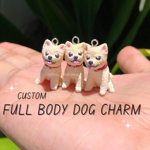 Custom Made Full Body Pet Dog Clay Charm | Personalized Pet Portrait Charm | Clay Stitch Marker | Custom Pet Dog Charm