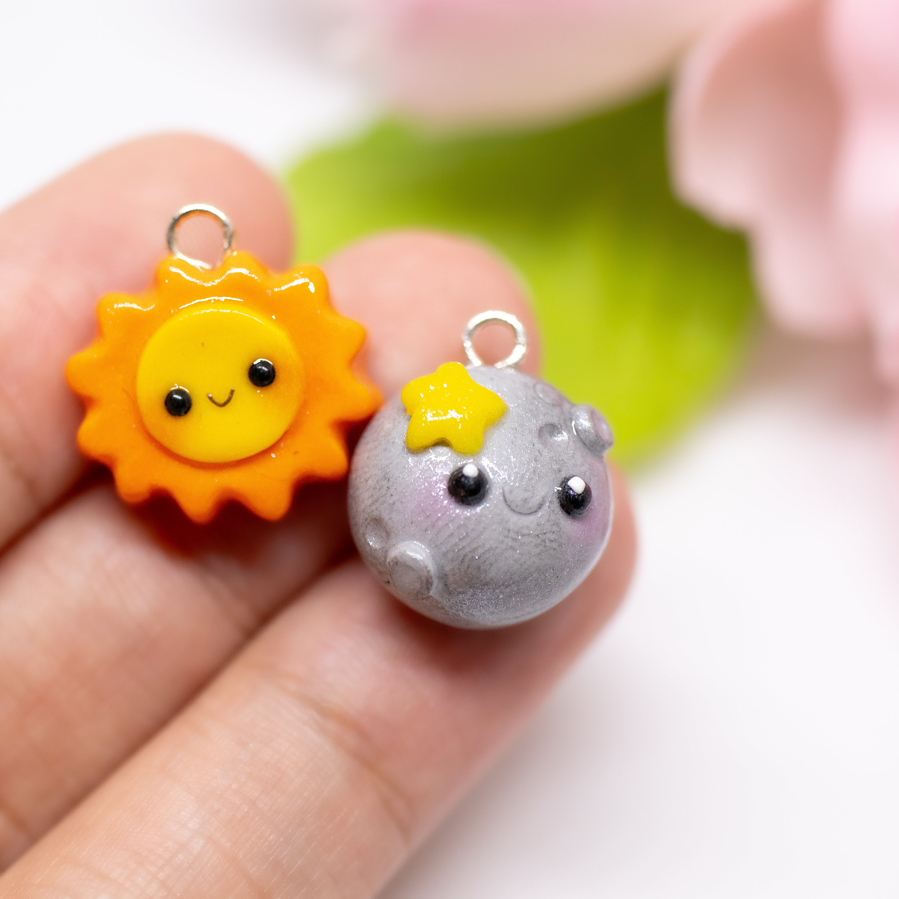 Sun & Moon Matching Friendship Polymer Clay Charms | Handmade Phone and ...