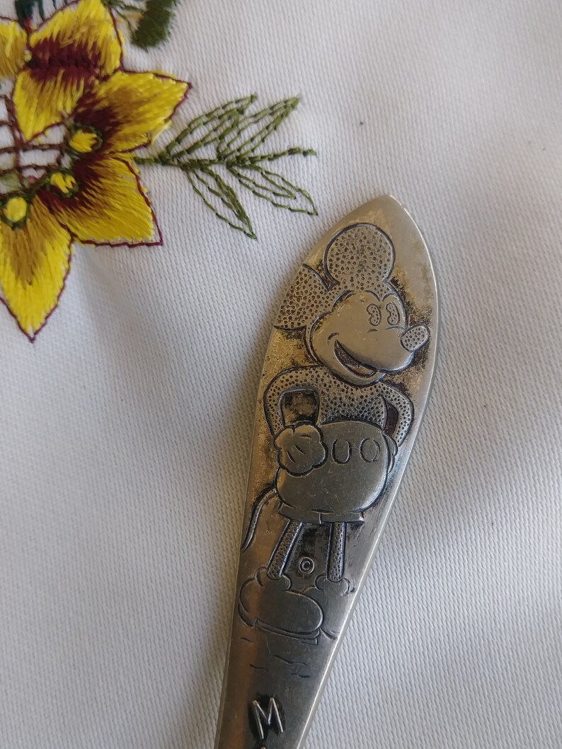 Mickey Mouse Silver plated child spoon by Branford 1930s Etsy