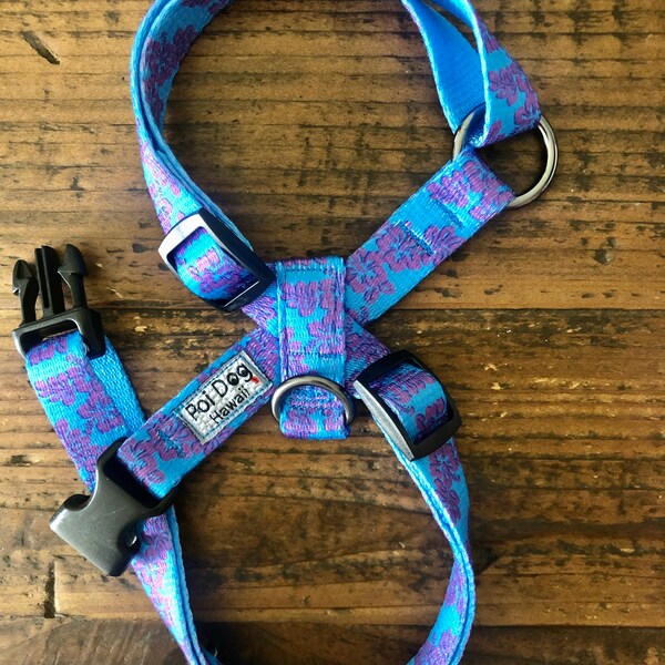 Hibiscus Flower Design - Blue and Purple - iNfinity Harness - Easiest to use, no escape & fits all body shapes.