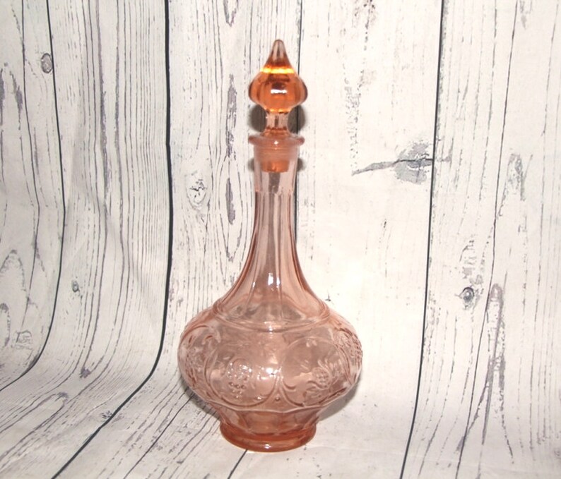 Vintage Carafe Soviet Glass Wine Bottle Pale Pink Decanter Etsy