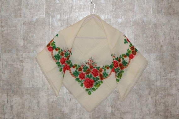 White floral shawl, Vintage wool shawl, russian r… - image 6