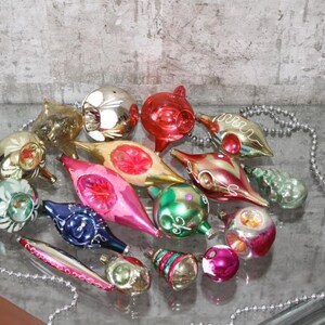 6 grosses Boules noël Anciennes Verre églomisé, mercurisé, 8