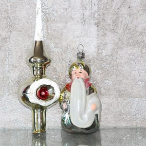 Small Tree Topper, Vintage glass ornament, old man hottabych, Retro finial Tree decoration, Xmas home decor