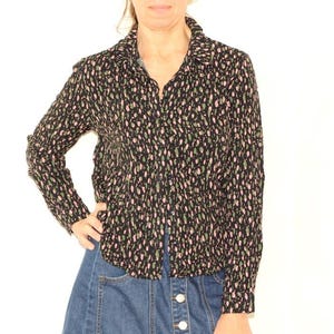 90s paisley print shirt, Vintage long sleeve blouse, button up Collared blouse, Size S