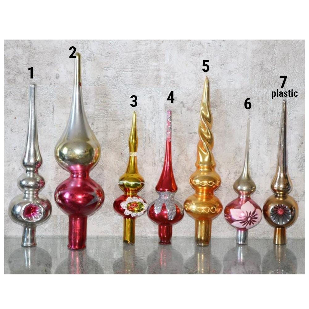 Glass Tree Topper, Vintage Christmas Ornament, Retro Finial Tree