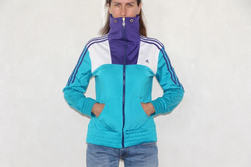 Vintage men Adidas black full zip high neck track jacket in